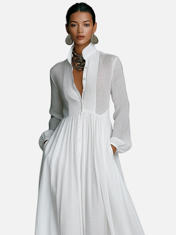 Iris | Lange Blousejurk met Knopen
