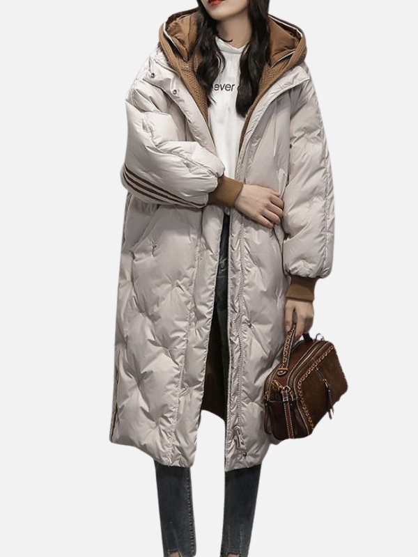 Iris | Lange Oversized Gewatteerde Jas met Capuchon