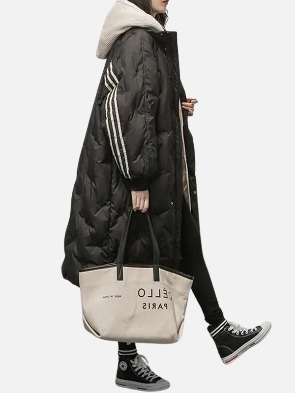 Iris | Lange Oversized Gewatteerde Jas met Capuchon