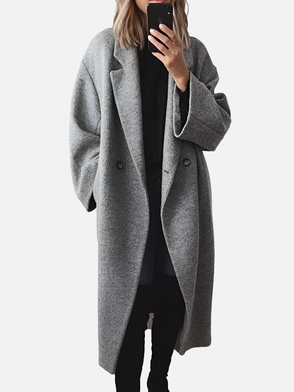 Anna | Lange Oversized Mantel met Knopen