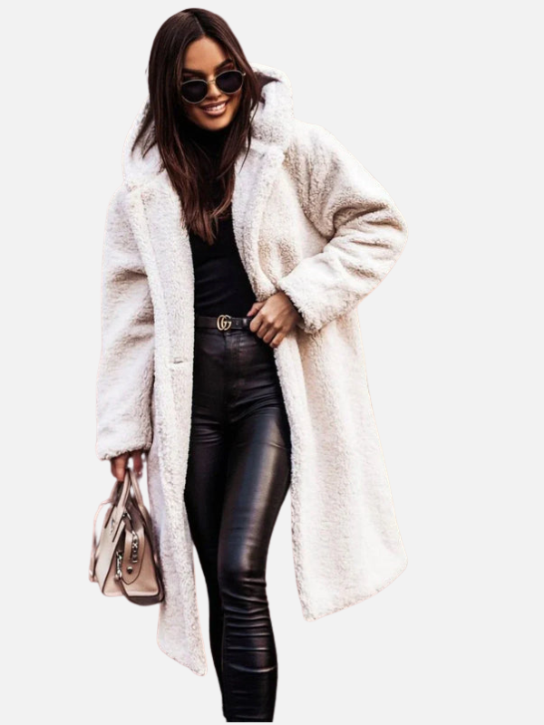 Emma | Lange Teddy Winterjas met Revers