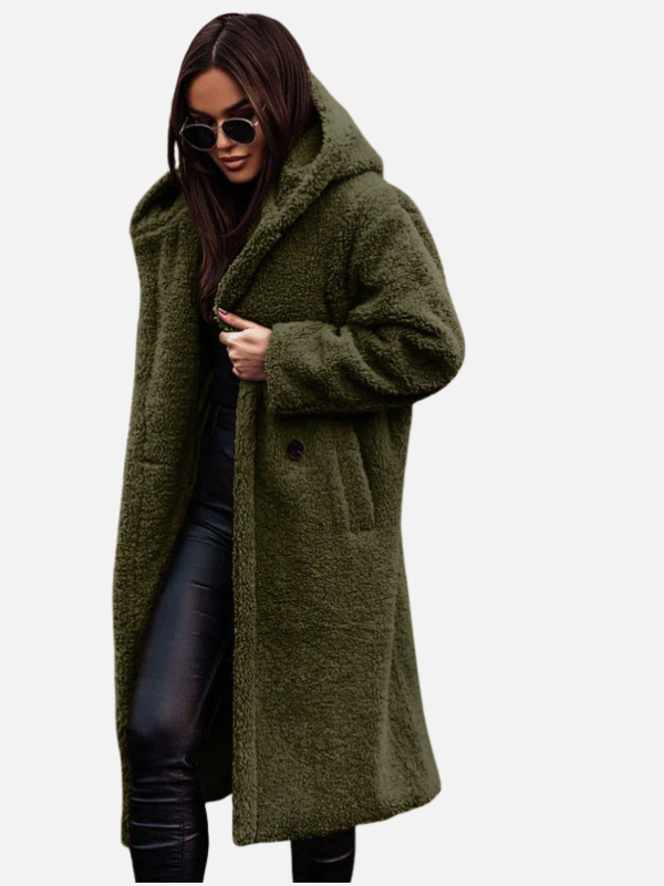 Emma | Lange Teddy Winterjas met Revers