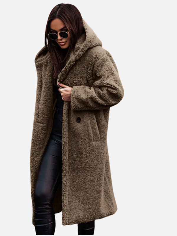 Emma | Lange Teddy Winterjas met Revers