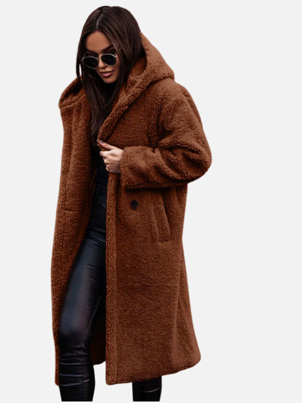 Emma | Lange Teddy Winterjas met Revers
