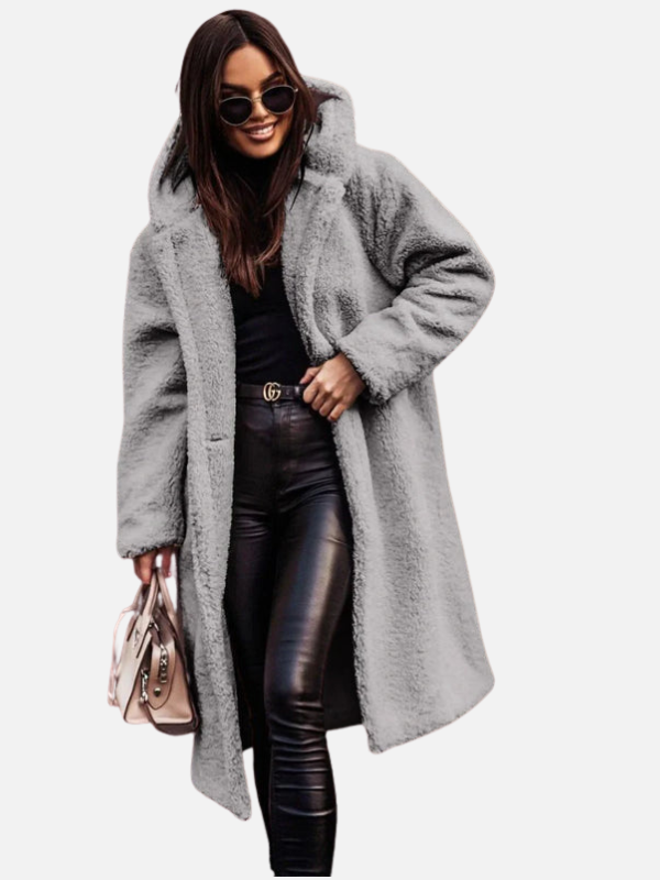 Emma | Lange Teddy Winterjas met Revers
