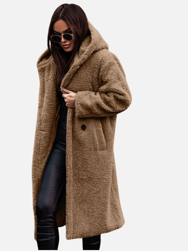 Emma | Lange Teddy Winterjas met Revers