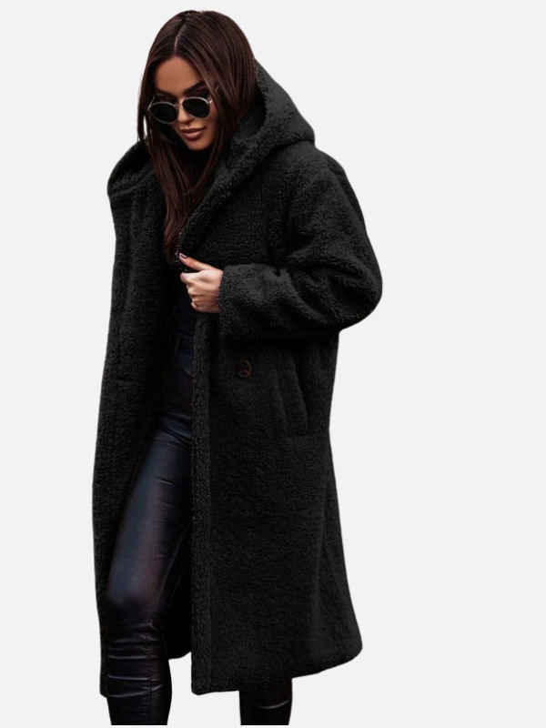 Emma | Lange Teddy Winterjas met Revers