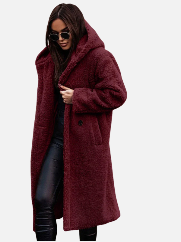Emma | Lange Teddy Winterjas met Revers