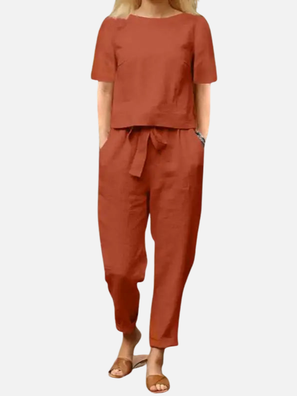 Sara | Linnen Co-ord Set met Top en Broek