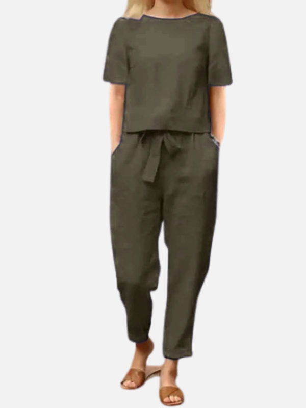 Sara | Linnen Co-ord Set met Top en Broek