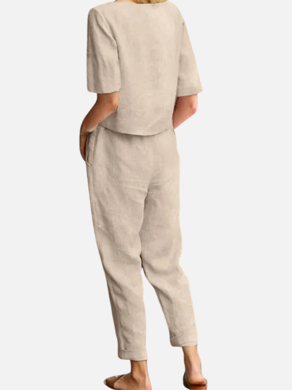 Sara | Linnen Co-ord Set met Top en Broek