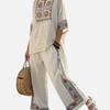 Tameric | Sophisticated Embroidered Raw Blouse & Wide Pants