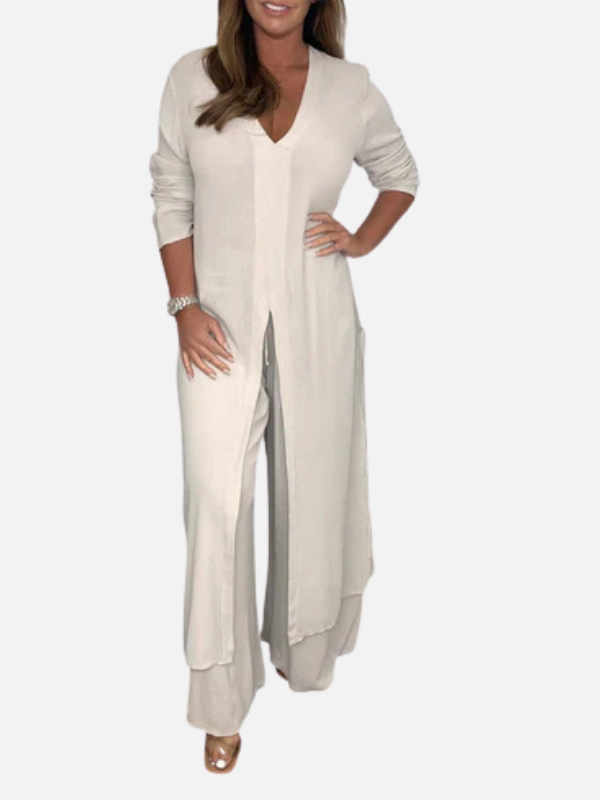 Eva | Linnen Set met Lange Tuniek en Wijde Broek