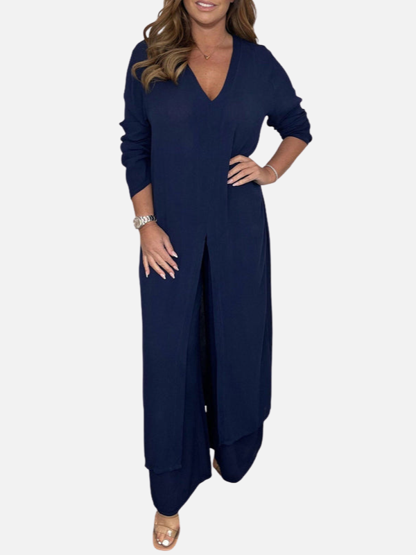 Eva | Linnen Set met Lange Tuniek en Wijde Broek