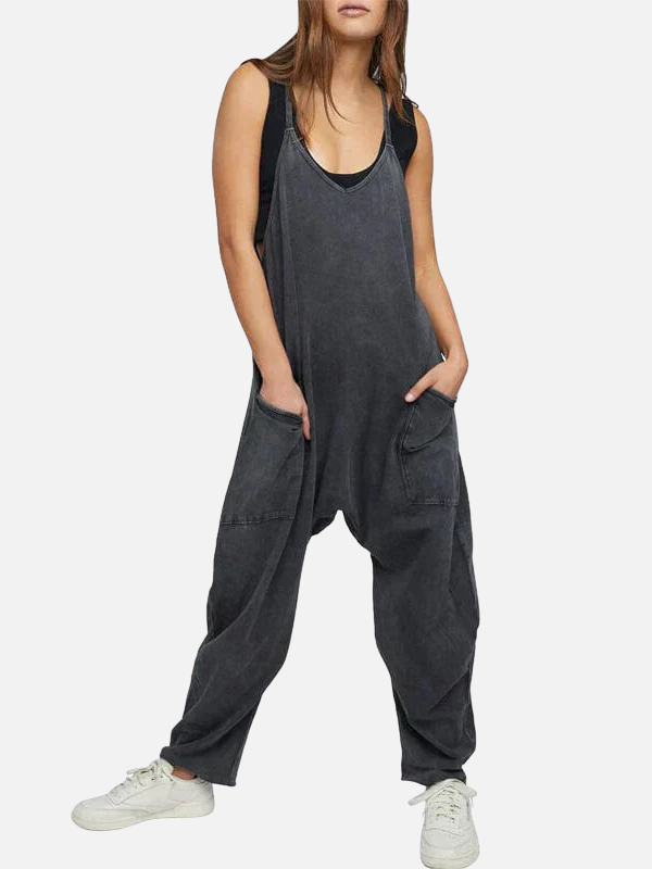 Eva | Losse Mouwloze Jumpsuit met Wijde Pijpen