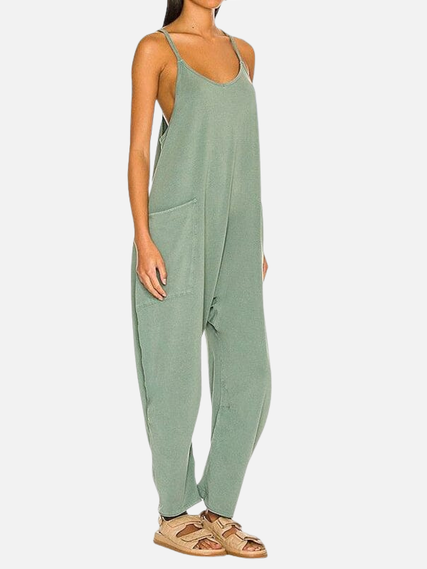Eva | Losse Mouwloze Jumpsuit met Wijde Pijpen
