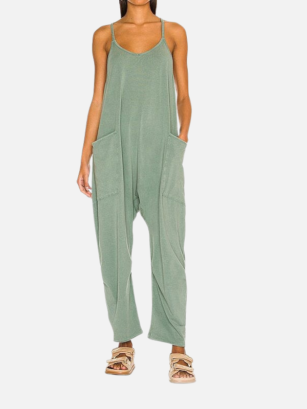Eva | Losse Mouwloze Jumpsuit met Wijde Pijpen