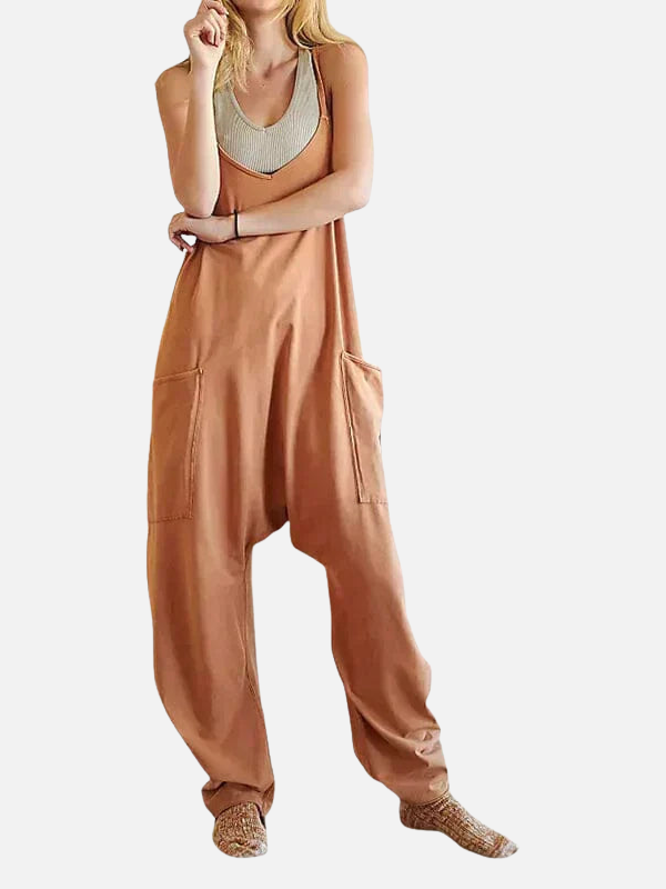 Eva | Losse Mouwloze Jumpsuit met Wijde Pijpen