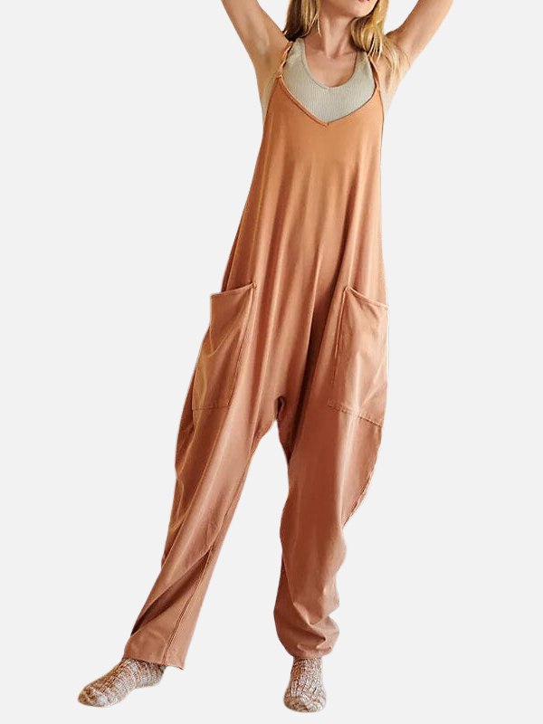 Eva | Losse Mouwloze Jumpsuit met Wijde Pijpen