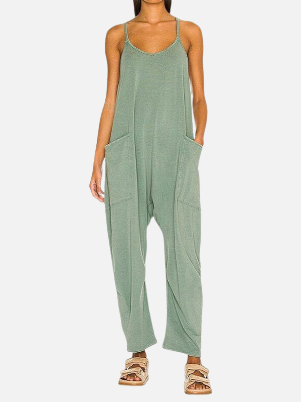 Eva | Losse Mouwloze Jumpsuit met Wijde Pijpen