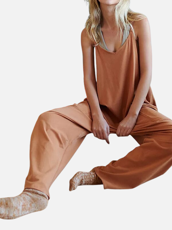 Eva | Losse Mouwloze Jumpsuit met Wijde Pijpen