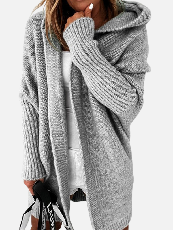 Lotte | Lang Grofgebreid Vest met Capuchon