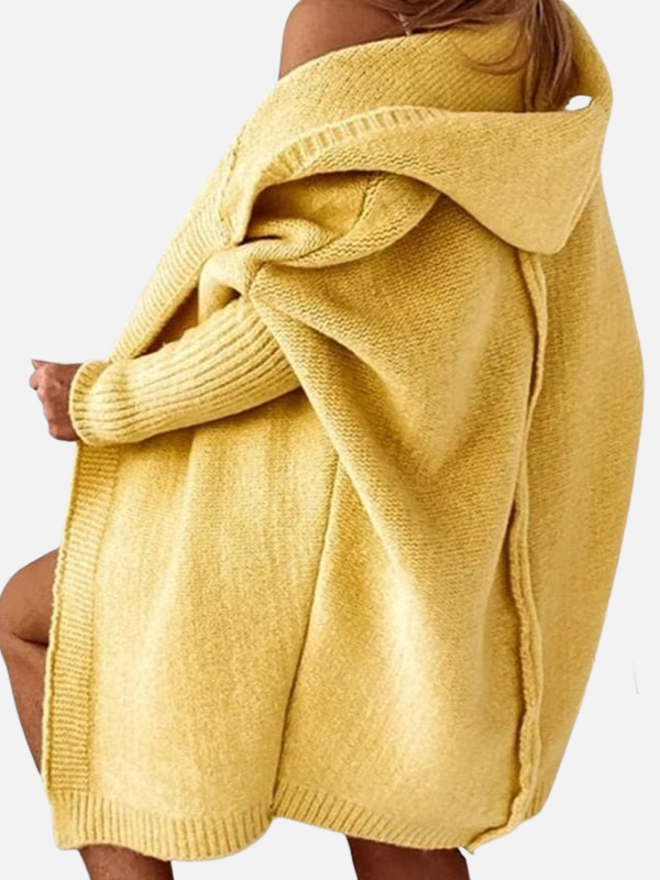 Lotte | Lang Grofgebreid Vest met Capuchon