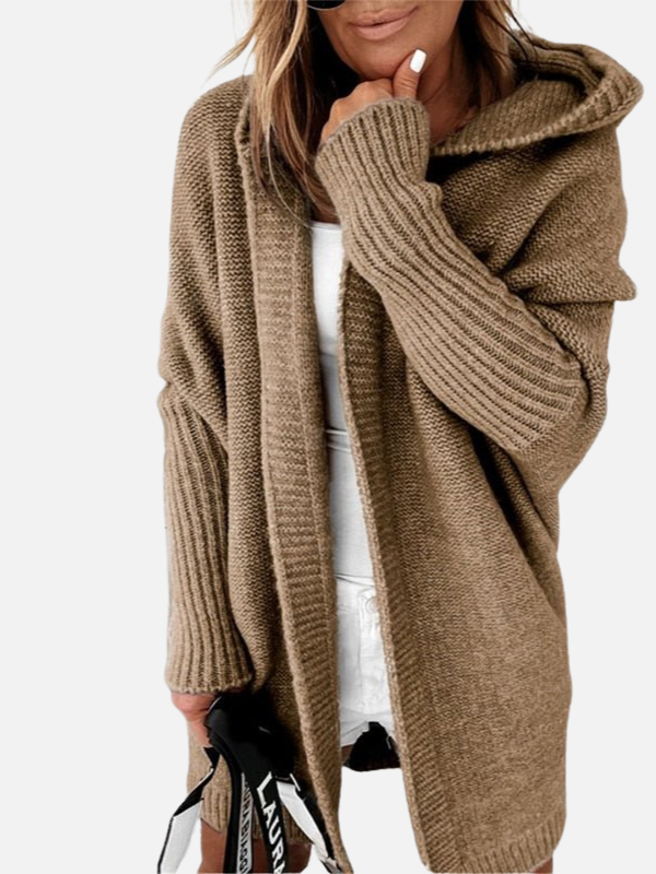 Lotte | Lang Grofgebreid Vest met Capuchon