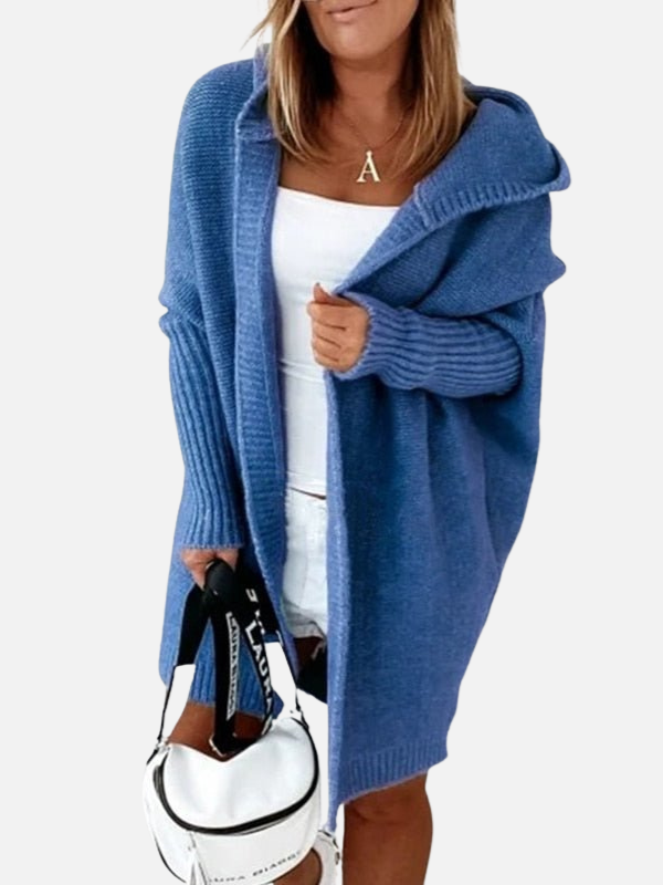 Lotte | Lang Grofgebreid Vest met Capuchon