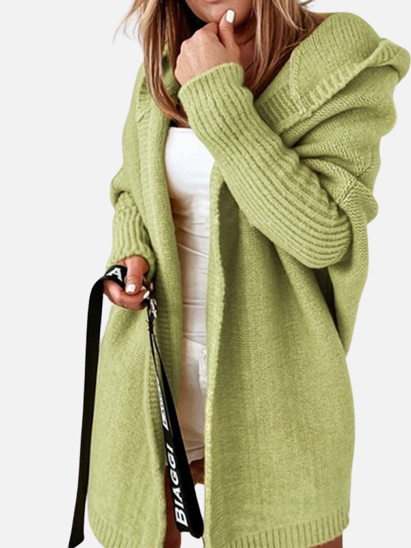 Lotte | Lang Grofgebreid Vest met Capuchon