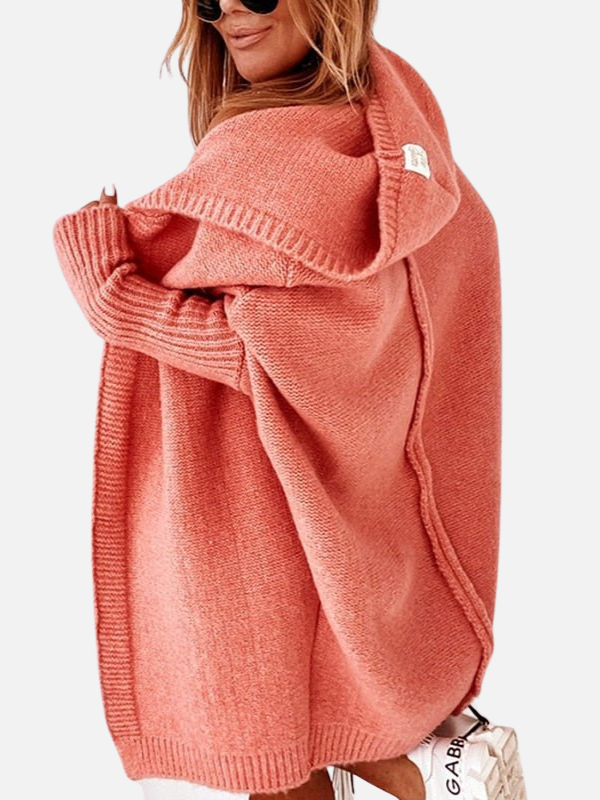 Lotte | Lang Grofgebreid Vest met Capuchon