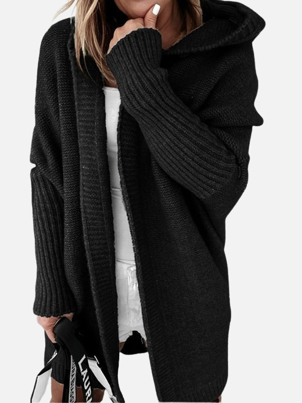 Lotte | Lang Grofgebreid Vest met Capuchon