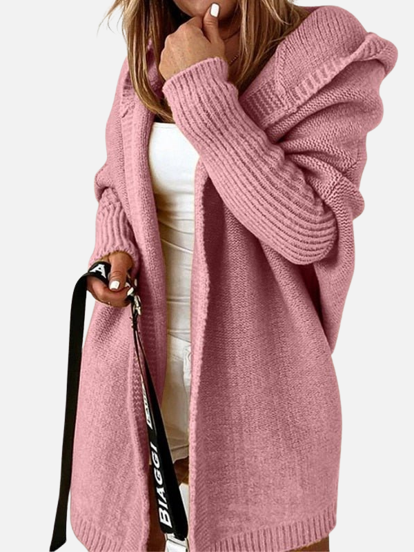 Lotte | Lang Grofgebreid Vest met Capuchon