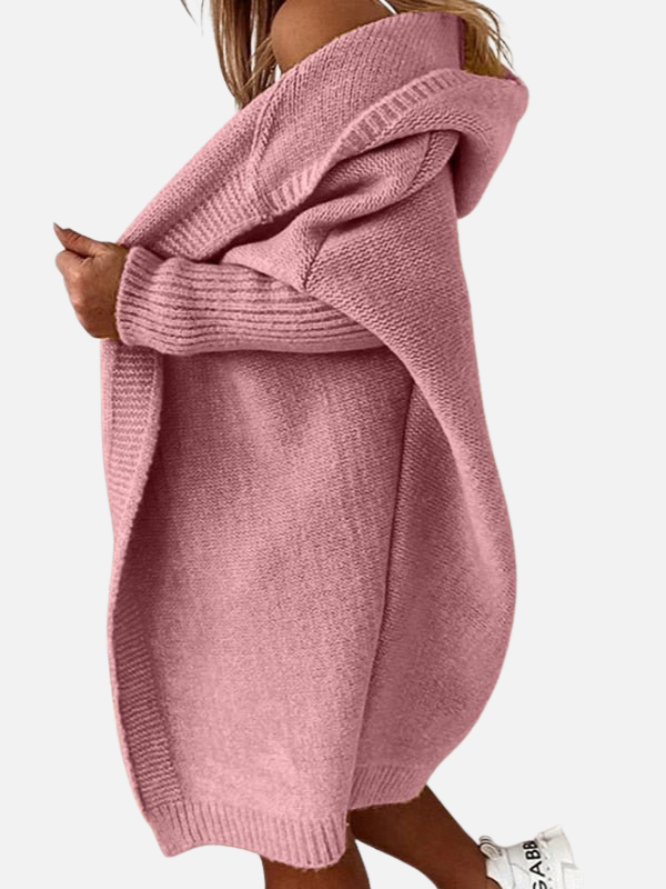 Lotte | Lang Grofgebreid Vest met Capuchon