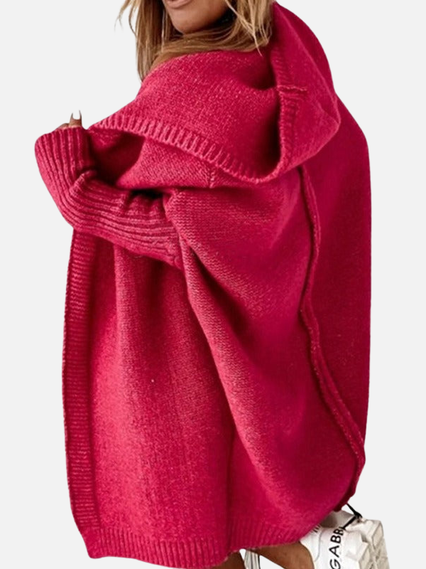 Lotte | Lang Grofgebreid Vest met Capuchon