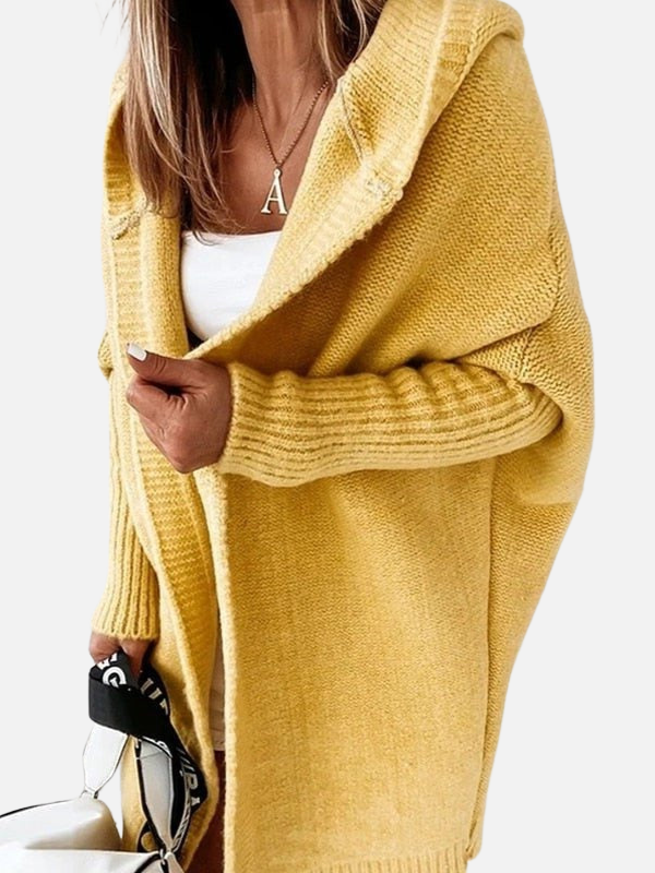 Lotte | Lang Grofgebreid Vest met Capuchon