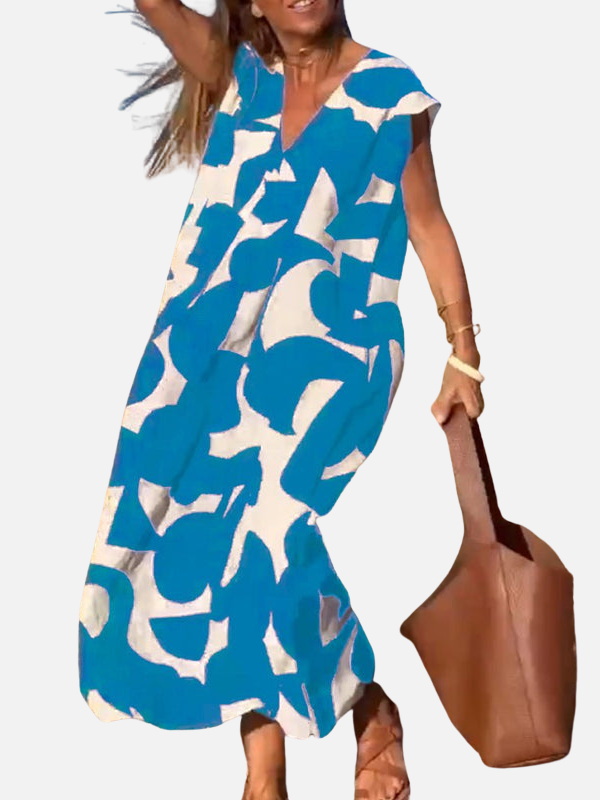 Sara | Maxi-Jurk met Print en V-Hals