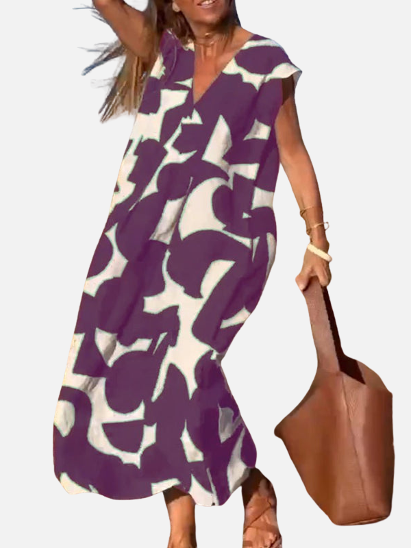 Sara | Maxi-Jurk met Print en V-Hals