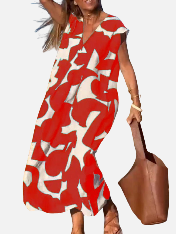 Sara | Maxi-Jurk met Print en V-Hals