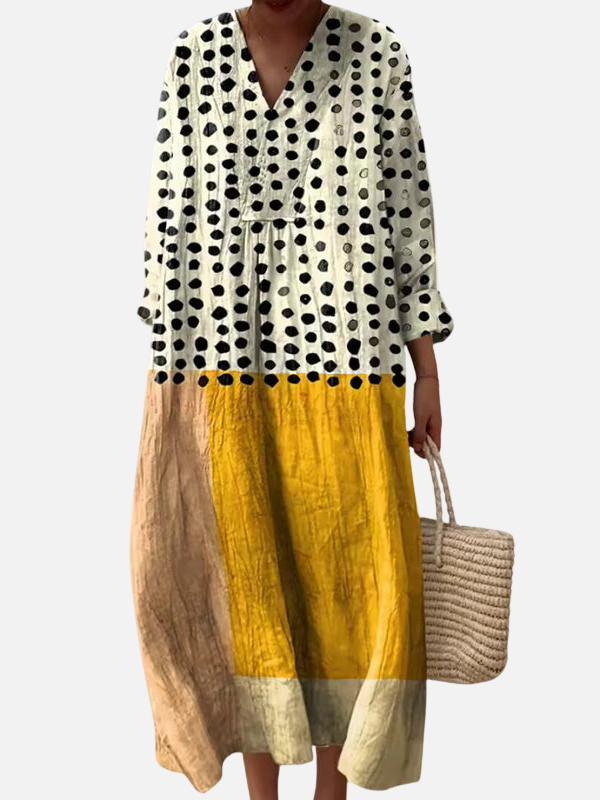 Sara | Maxi-Jurk met Print en V-Hals