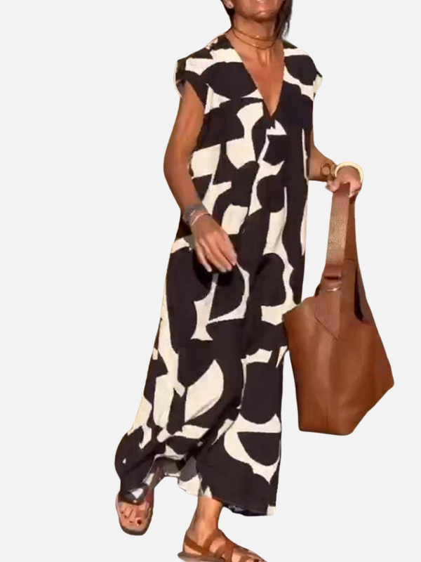 Sara | Maxi-Jurk met Print en V-Hals