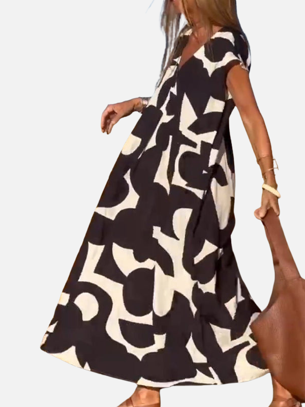 Sara | Maxi-Jurk met Print en V-Hals
