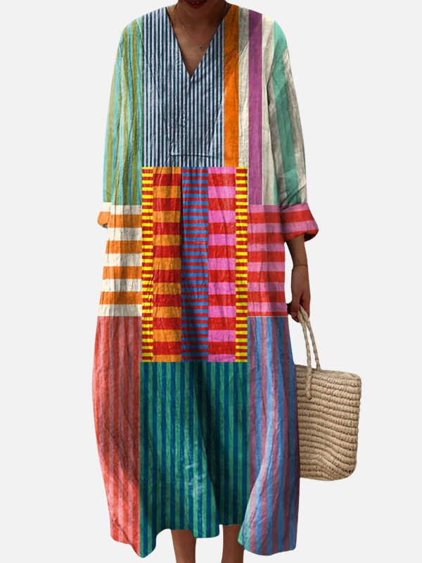 Sara | Maxi-Jurk met Print en V-Hals