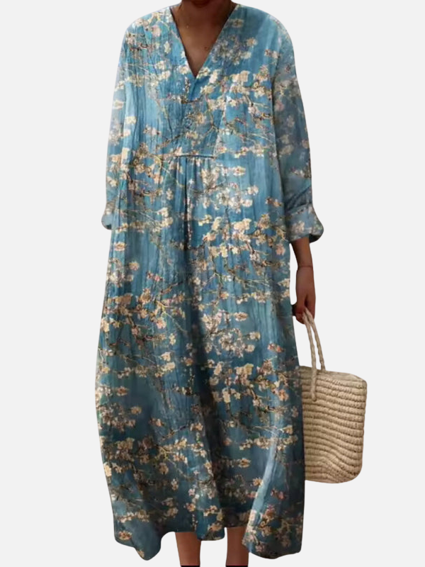 Sara | Maxi-Jurk met Print en V-Hals