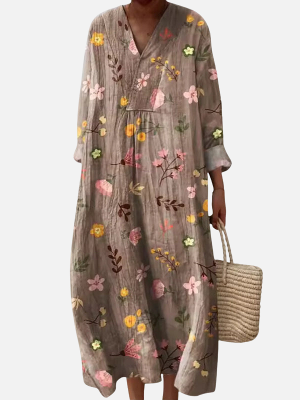 Sara | Maxi-Jurk met Print en V-Hals