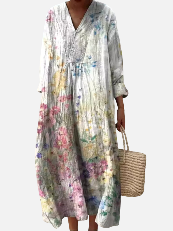 Sara | Maxi-Jurk met Print en V-Hals