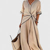 Sara | Maxi-Jurk met V-Hals en Knoopdetail