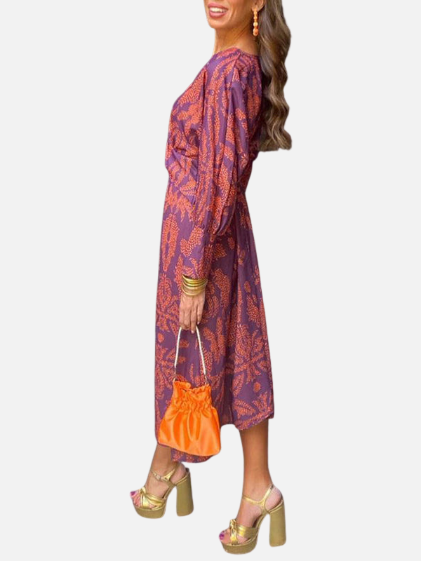 Sara | Maxi-Jurk met V-Hals en Print