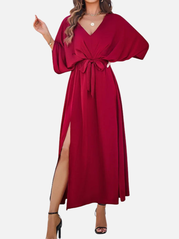 Eva | Maxi-Jurk met V-Hals en Split