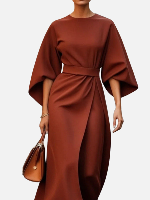 Nadine | Midi-Jurk met Ballonmouwen
